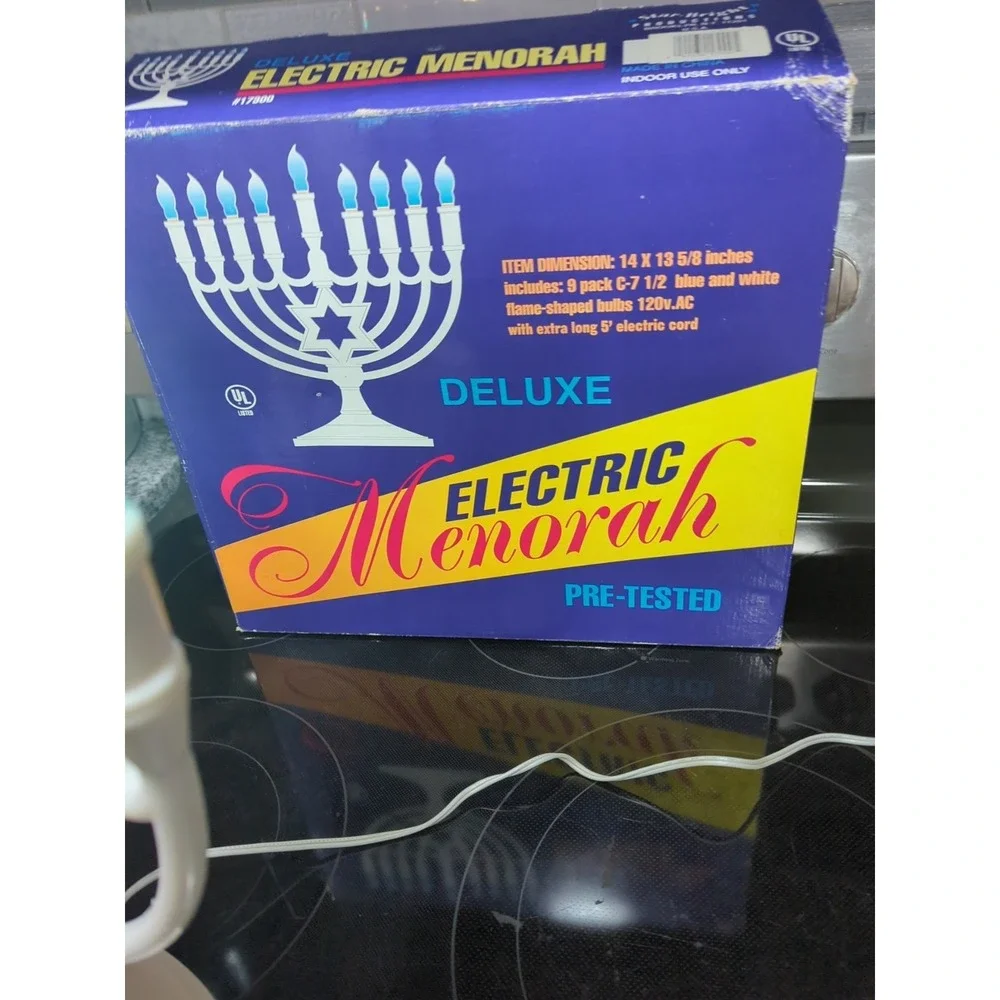 Deluxe Electric Menorah Blue Flame Lights Set Starlight Productions